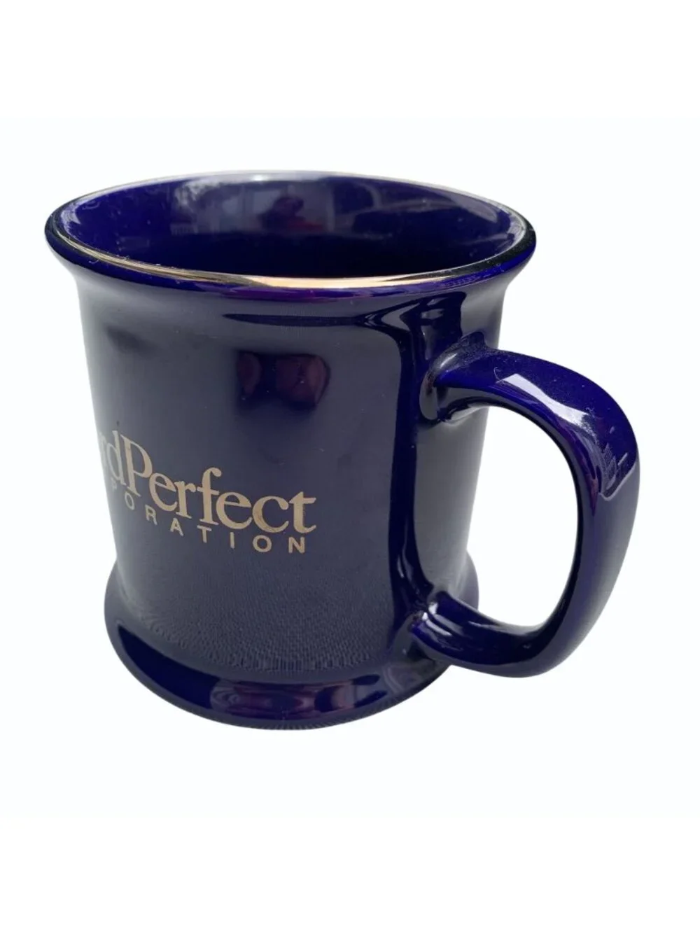 WordPerfect Corporation Blue Mug Gold Trim Vintage Dead Tech